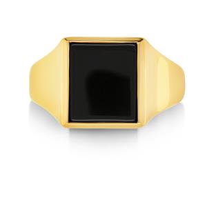 <p> Gold Rectangle Onyx Signet Ring</p>